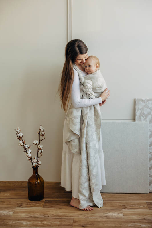 Baby Wrap, Jacquard Weave (50% cotton, 25% hemp, 25% lyocell) - VIRIDIFLORA - CONNECT (grade B) - Woven Baby Size - XS   long_woven_wraps    #
