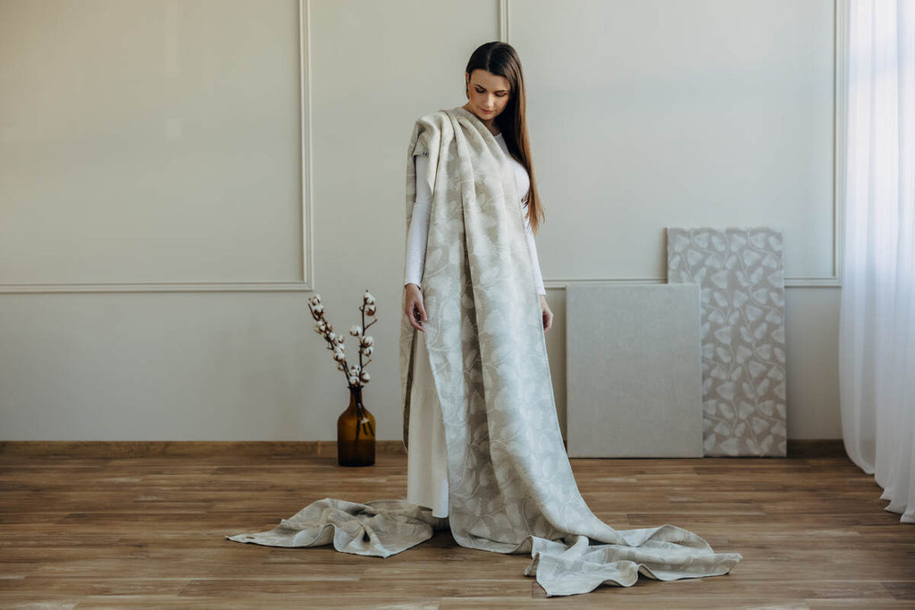 Baby Wrap, Jacquard Weave (50% cotton, 25% hemp, 25% lyocell) - VIRIDIFLORA - CONNECT (grade B) - Woven Baby Size - XS   long_woven_wraps    #
