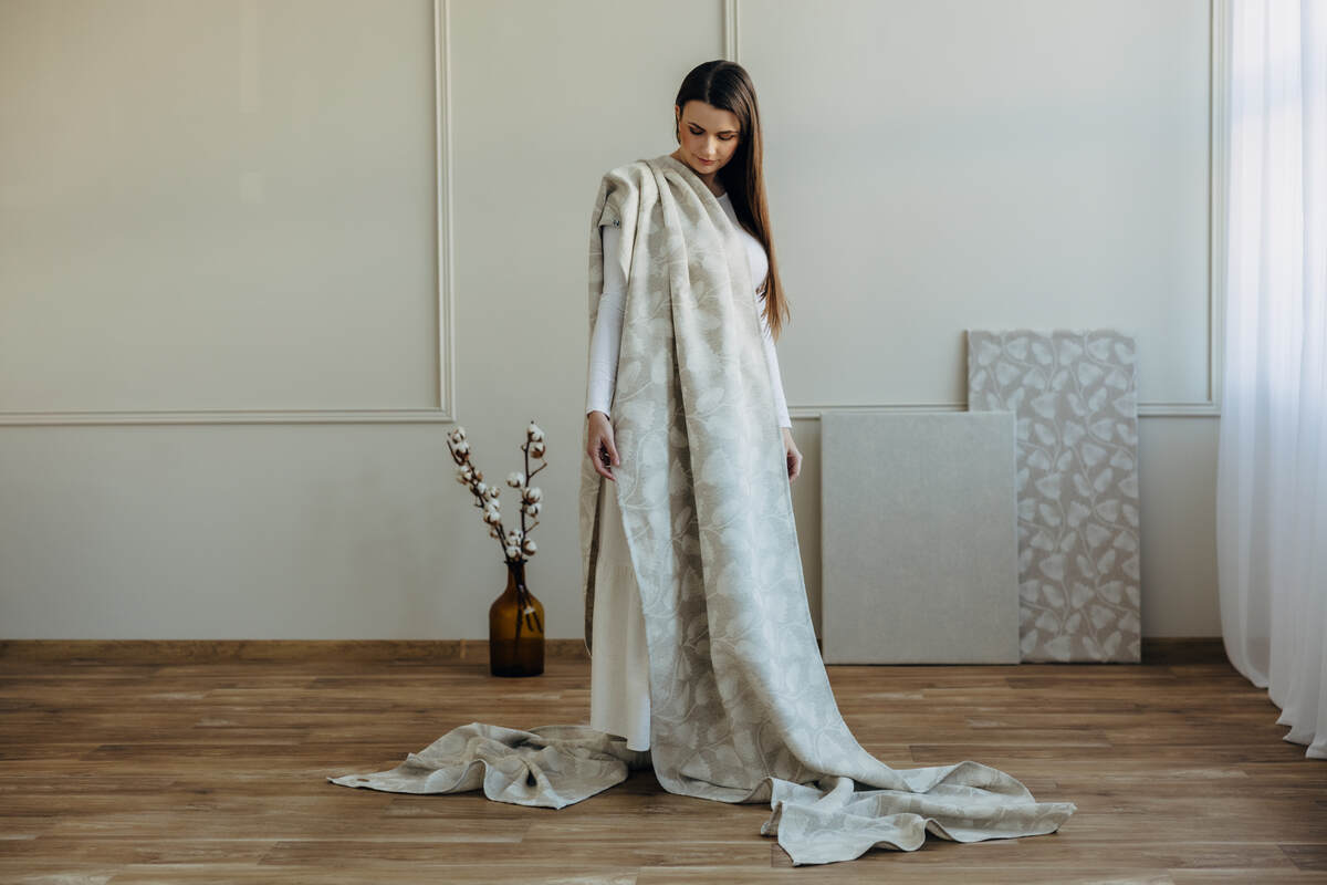 Baby Wrap, Jacquard Weave (50% cotton, 25% hemp, 25% lyocell) - VIRIDIFLORA - CONNECT (grade B) - Woven Baby Size - XS   long_woven_wraps    #