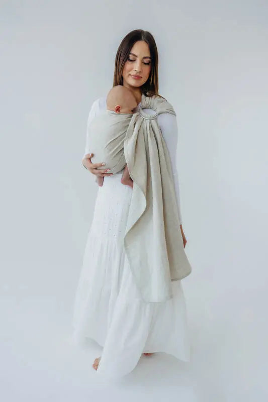 Ring Sling, Broken twill Weave (50% cotton, 25% hemp, 25% lyocell), with gathered shoulder - AIRY - standard 1.8m - Woven Baby Title - Default Title   ring_slings    #