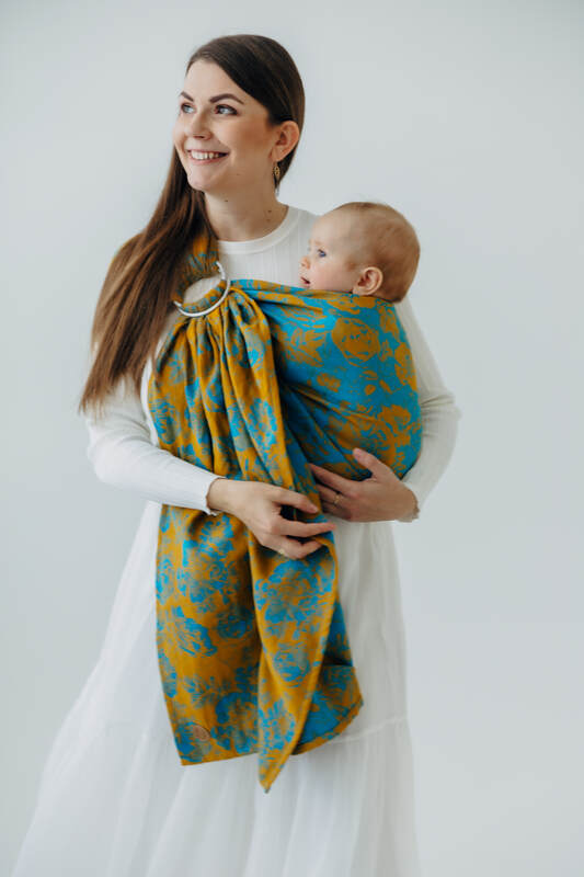 Ring Sling, Jacquard Weave (100% cotton), with gathered shoulder - RETRO'N'ROSES - ROSARIUM - standard 1.8m - Woven Baby Title - Default Title   ring_slings    #