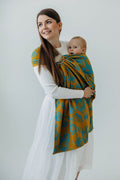 Ring Sling, Jacquard Weave (100% cotton), with gathered shoulder - RETRO'N'ROSES - ROSARIUM - standard 1.8m