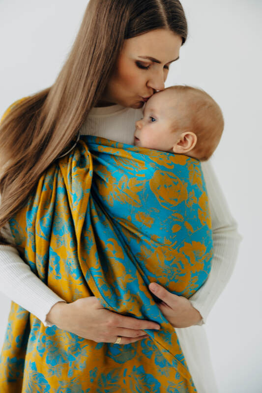 Ring Sling, Jacquard Weave (100% cotton), with gathered shoulder - RETRO'N'ROSES - ROSARIUM - standard 1.8m - Woven Baby Title - Default Title   ring_slings    #