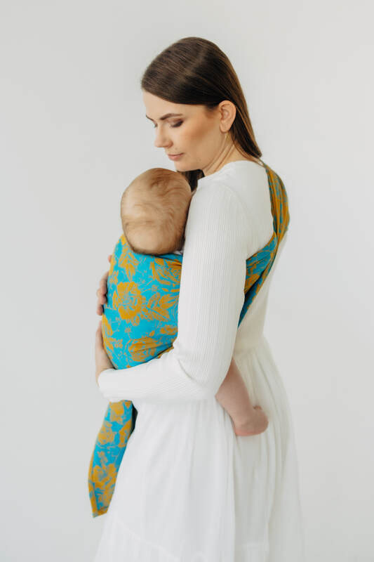Ring Sling, Jacquard Weave (100% cotton), with gathered shoulder - RETRO'N'ROSES - ROSARIUM - standard 1.8m - Woven Baby    ring_slings    #