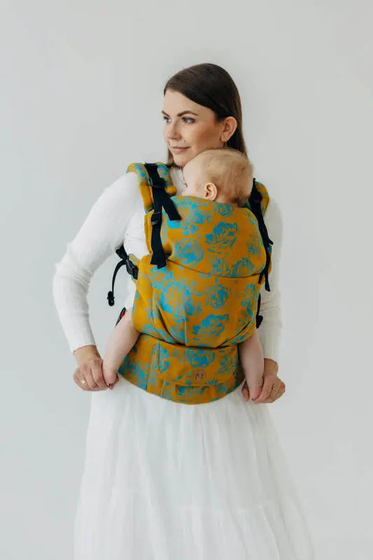 LennyUpGrade PRO Carrier, jacquard weave 100% cotton - RETRO'N'ROSES - ROSARIUM - Woven Baby Size - Standard   lenny_upgrade_pro    #