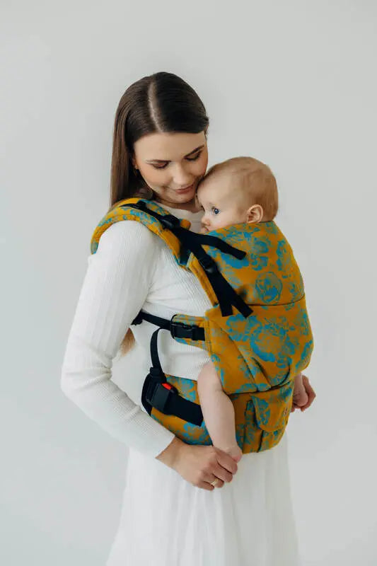 LennyUpGrade PRO Carrier, jacquard weave 100% cotton - RETRO'N'ROSES - ROSARIUM - Woven Baby Size - Standard   lenny_upgrade_pro    #