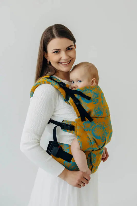 LennyUpGrade PRO Carrier, jacquard weave 100% cotton - RETRO'N'ROSES - ROSARIUM - Woven Baby Size - Standard   lenny_upgrade_pro    #