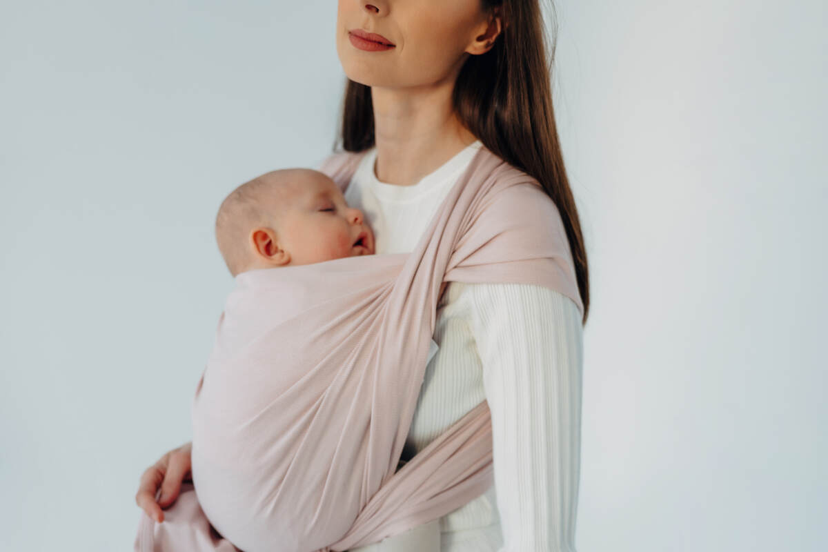 Baby Sling, Broken Twill Weave, (50% cotton, 50% bamboo viscose) - MARSHMALLOW (grade B) - Woven Baby M - 6   long_woven_wraps    #