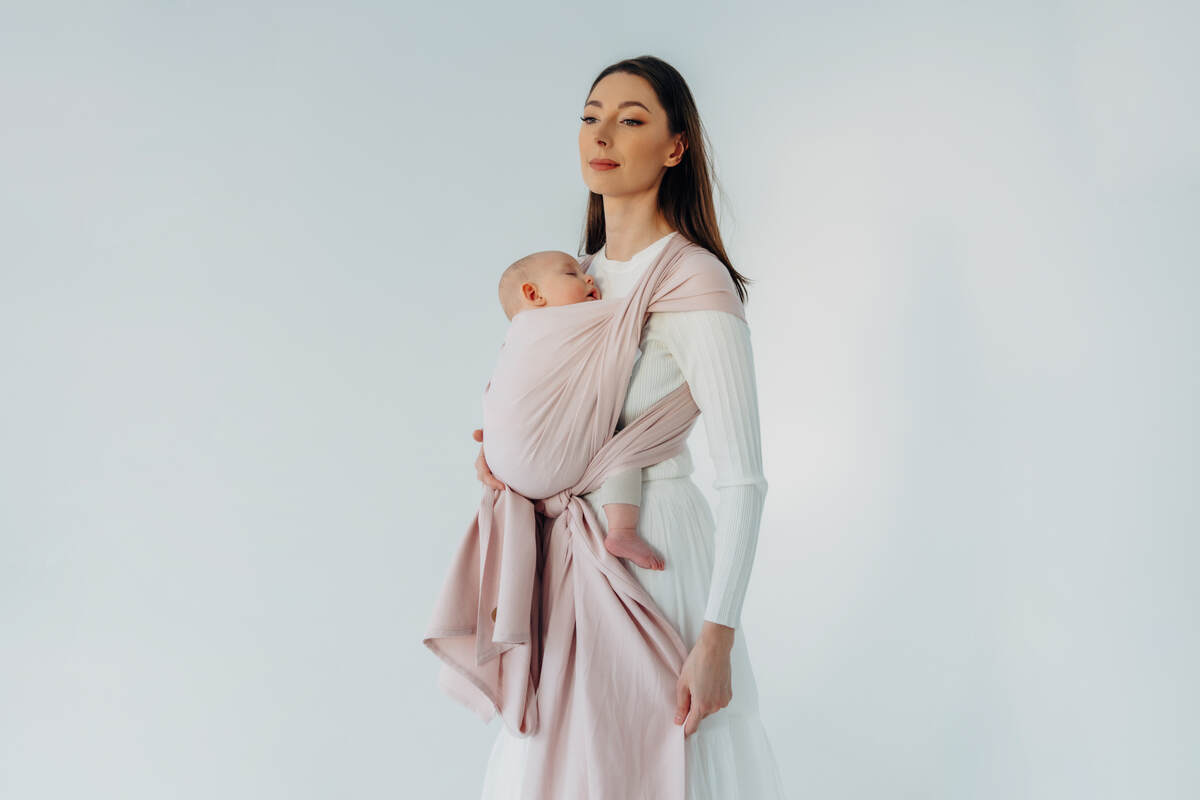 Baby Sling, Broken Twill Weave, (50% cotton, 50% bamboo viscose) - MARSHMALLOW (grade B) - Woven Baby M - 6   long_woven_wraps    #