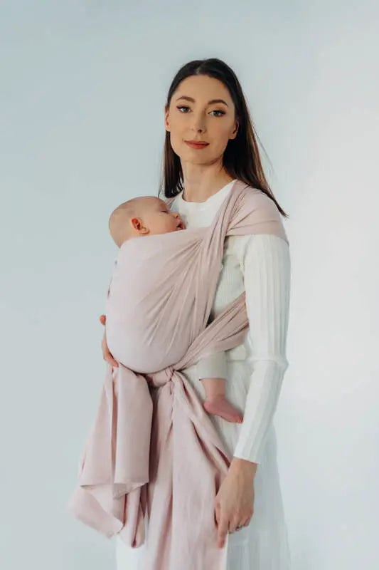 Baby Sling, Broken Twill Weave, (50% cotton, 50% bamboo viscose) - MARSHMALLOW - Woven Baby XS - 4   long_woven_wraps    #
