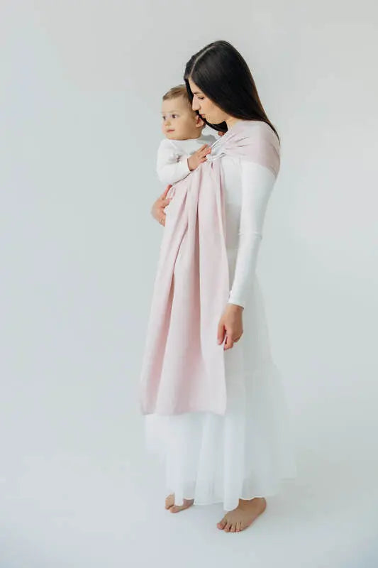 Ring Sling, Broken twill Weave (50% cotton, 50% bamboo viscose), with gathered shoulder - MARSHMALLOW - standard 1.8m (grade B) - Woven Baby Title - Default Title   ring_slings    #