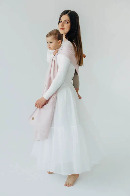 Ring Sling, Broken twill Weave (50% cotton, 50% bamboo viscose), with gathered shoulder - MARSHMALLOW - standard 1.8m - Woven Baby Title - Default Title   ring_slings    #