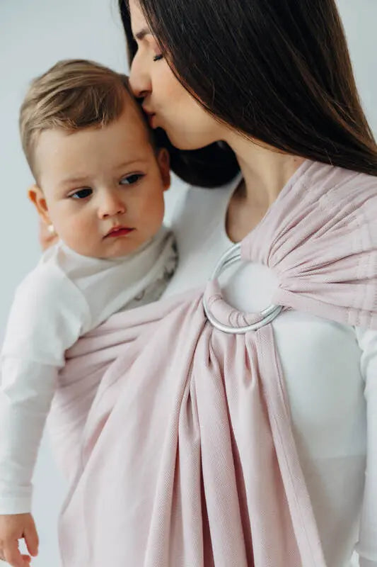 Ring Sling, Broken twill Weave (50% cotton, 50% bamboo viscose), with gathered shoulder - MARSHMALLOW - standard 1.8m (grade B) - Woven Baby    ring_slings    #