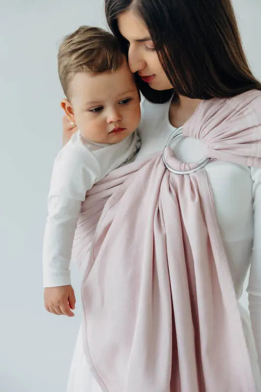 Ring Sling, Broken twill Weave (50% cotton, 50% bamboo viscose), with gathered shoulder - MARSHMALLOW - standard 1.8m (grade B) - Woven Baby    ring_slings    #