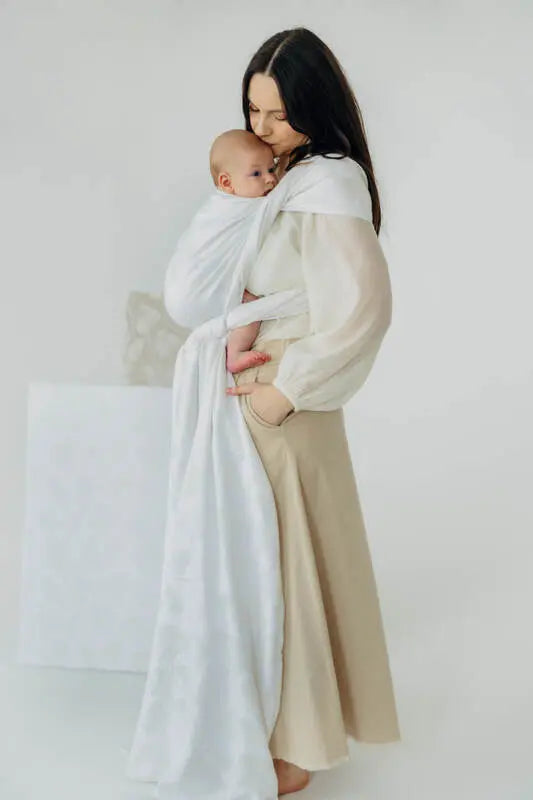 Baby Wrap, Jacquard Weave (100% bamboo viscose) - VIRIDIFLORA  - MILKY WAY - Woven Baby XS - 4   long_woven_wraps    #