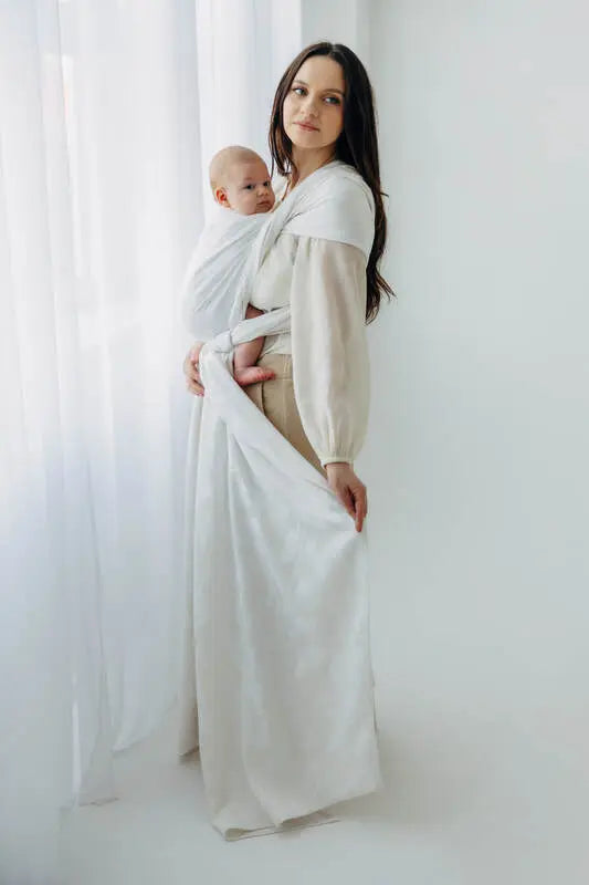Baby Wrap, Jacquard Weave (100% bamboo viscose) - VIRIDIFLORA  - MILKY WAY - Woven Baby XS - 4   long_woven_wraps    #