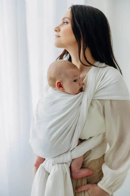 Baby Wrap, Jacquard Weave (100% bamboo viscose) - VIRIDIFLORA  - MILKY WAY - Woven Baby XS - 4   long_woven_wraps    #