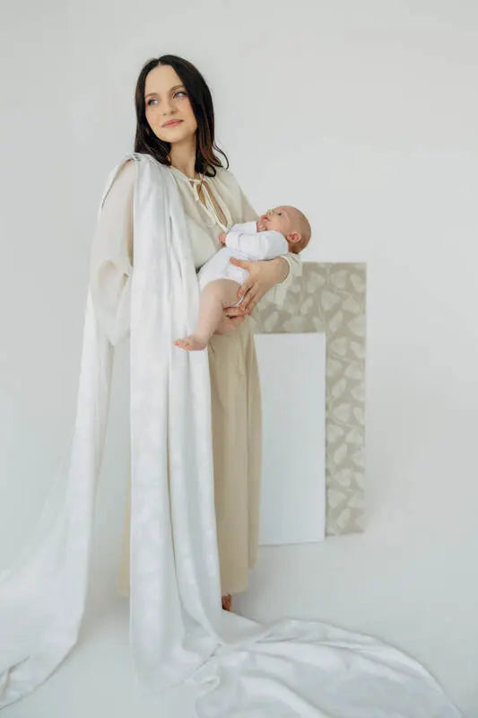 Baby Wrap, Jacquard Weave (100% bamboo viscose) - VIRIDIFLORA  - MILKY WAY - Woven Baby XS - 4   long_woven_wraps    #