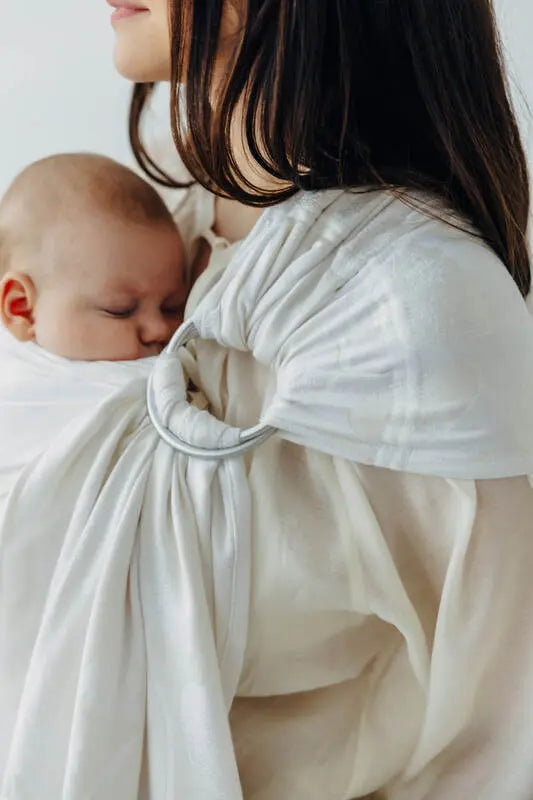 Ring Sling, Jacquard Weave (100% bamboo viscose), with gathered shoulder - VIRIDIFLORA  - MILKY WAY - standard 1.8m - Woven Baby    ring_slings    #