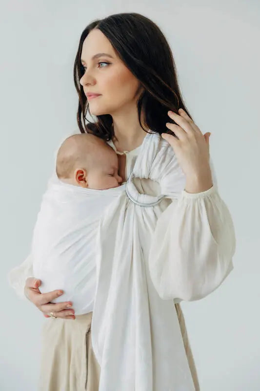 Ring Sling, Jacquard Weave (100% bamboo viscose), with gathered shoulder - VIRIDIFLORA  - MILKY WAY - standard 1.8m (grade B) - Woven Baby    ring_slings    #