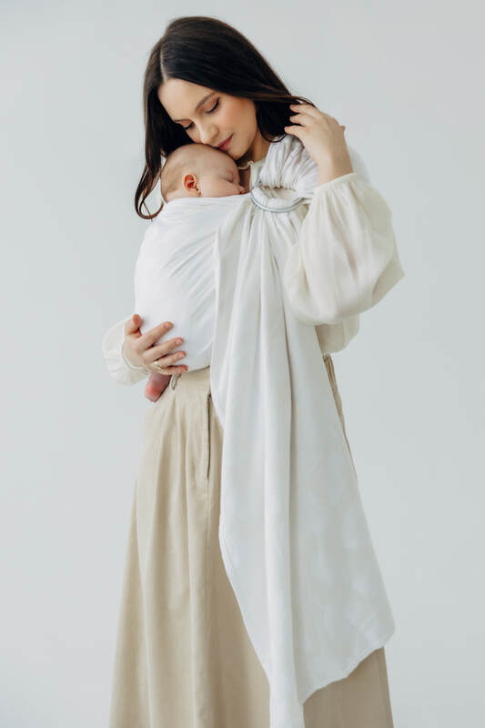 Ring Sling, Jacquard Weave (100% bamboo viscose), with gathered shoulder - VIRIDIFLORA  - MILKY WAY - standard 1.8m