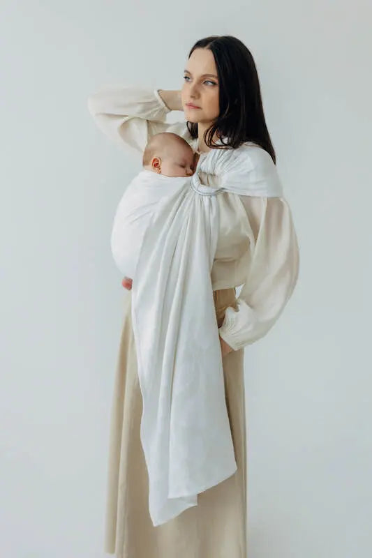 Ring Sling, Jacquard Weave (100% bamboo viscose), with gathered shoulder - VIRIDIFLORA  - MILKY WAY - standard 1.8m (grade B) - Woven Baby    ring_slings    #