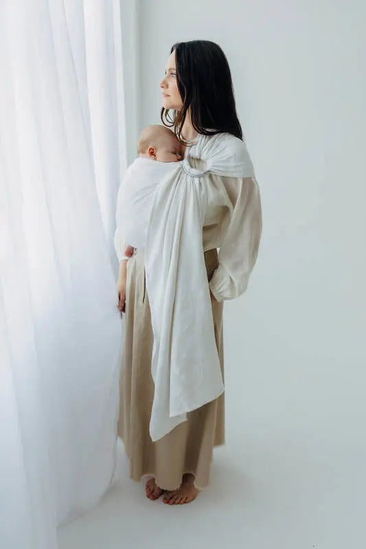 Ring Sling, Jacquard Weave (100% bamboo viscose), with gathered shoulder - VIRIDIFLORA  - MILKY WAY - standard 1.8m - Woven Baby    ring_slings    #