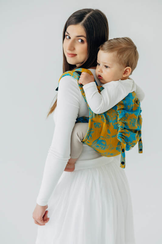 Lenny Buckle Onbuhimo PRO baby carrier, jacquard weave (100% cotton) - RETRO'N'ROSES - ROSARIUM