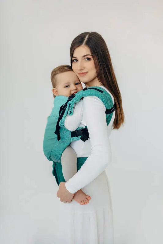 LennyUpGrade PRO Carrier, herringbone weave 100% cotton - LITTLE HERRINGBONE OMBRE GREEN - Woven Baby Size - Standard   lenny_upgrade_pro    #