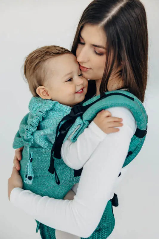 LennyUpGrade PRO Carrier, herringbone weave 100% cotton - LITTLE HERRINGBONE OMBRE GREEN - Woven Baby Size - Standard   lenny_upgrade_pro    #
