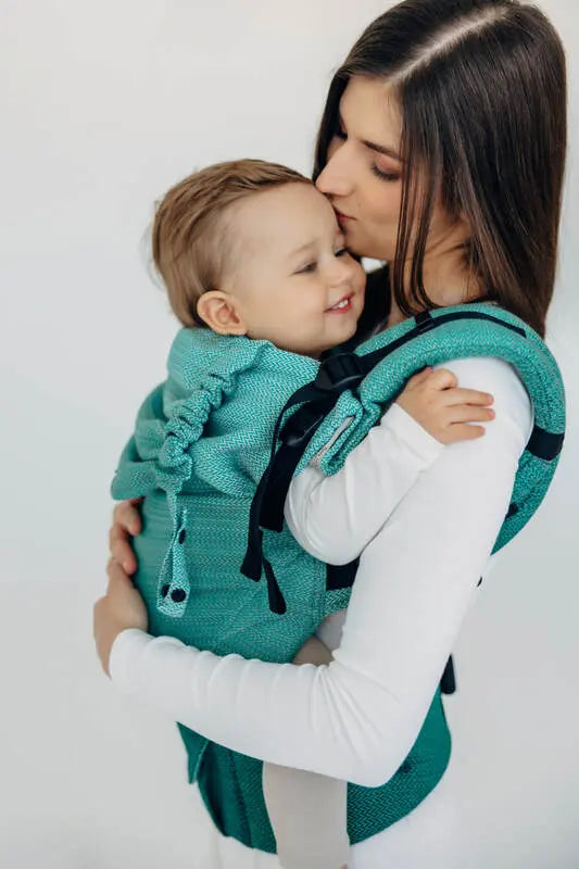 LennyUpGrade PRO Carrier, herringbone weave 100% cotton - LITTLE HERRINGBONE OMBRE GREEN - Woven Baby Size - Standard   lenny_upgrade_pro    #