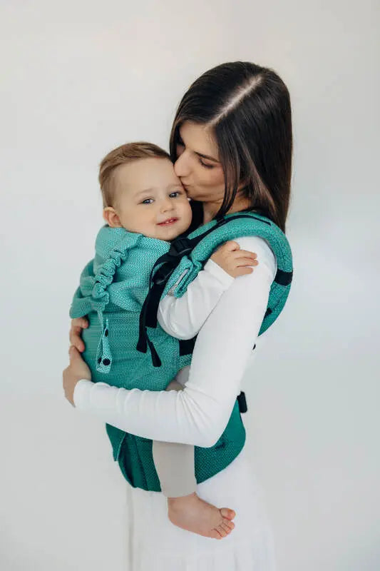 LennyUpGrade PRO Carrier, herringbone weave 100% cotton - LITTLE HERRINGBONE OMBRE GREEN - Woven Baby Size - Standard   lenny_upgrade_pro    #