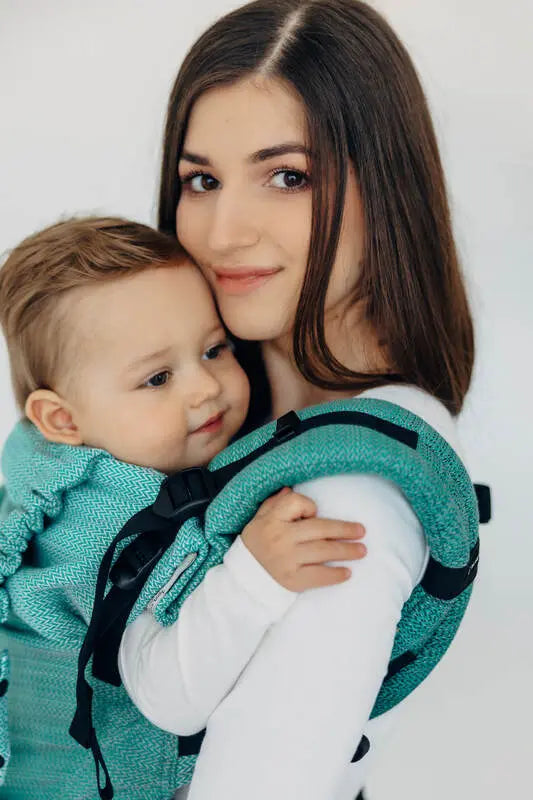 LennyUpGrade PRO Carrier, herringbone weave 100% cotton - LITTLE HERRINGBONE OMBRE GREEN - Woven Baby Standard   lenny_upgrade_pro    #