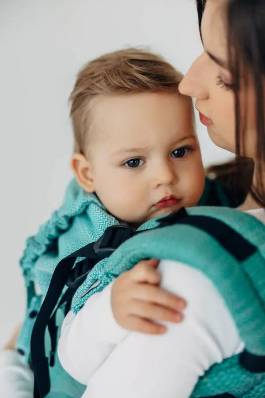 LennyUpGrade PRO Carrier, herringbone weave 100% cotton - LITTLE HERRINGBONE OMBRE GREEN - Woven Baby Standard   lenny_upgrade_pro    #