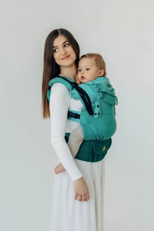 LennyUpGrade PRO Carrier, herringbone weave 100% cotton - LITTLE HERRINGBONE OMBRE GREEN - Woven Baby Standard   lenny_upgrade_pro    #