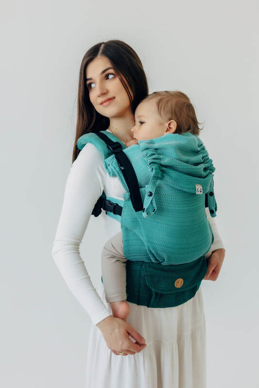 LennyUpGrade PRO Carrier, herringbone weave 100% cotton - LITTLE HERRINGBONE OMBRE GREEN