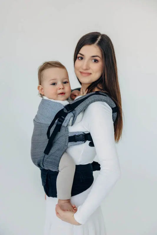 LennyUpGrade PRO Carrier, herringbone weave 100% cotton - LITTLE HERRINGBONE OMBRE GREY - Woven Baby Size - Standard   lenny_upgrade_pro    #