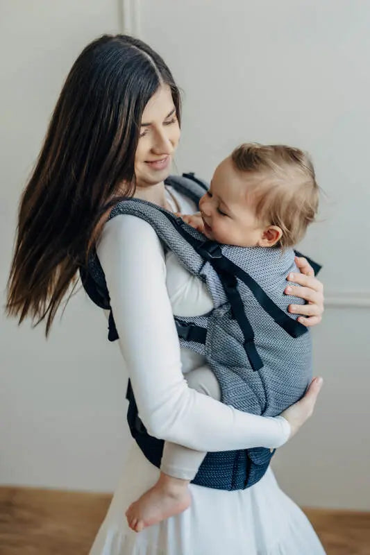 LennyUpGrade PRO Carrier, herringbone weave 100% cotton - LITTLE HERRINGBONE OMBRE GREY - Woven Baby Size - Standard   lenny_upgrade_pro    #