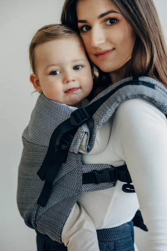 LennyUpGrade PRO Carrier, herringbone weave 100% cotton - LITTLE HERRINGBONE OMBRE GREY - Woven Baby Size - Standard   lenny_upgrade_pro    #