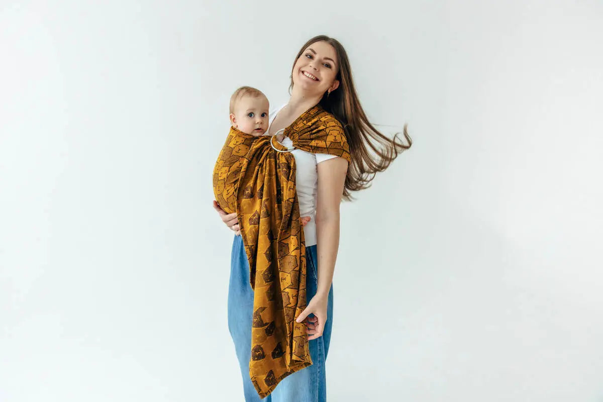 Ring Sling, Jacquard Weave (100% cotton), with gathered shoulder - CAPYBARAS - TRIBU - standard 1.8m - Woven Baby Title - Default Title   ring_slings    #