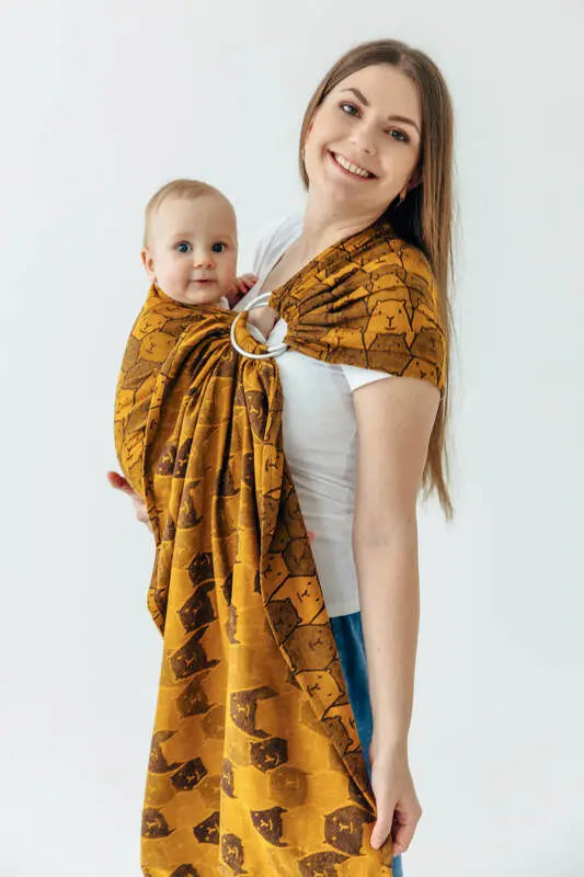 Ring Sling, Jacquard Weave (100% cotton), with gathered shoulder - CAPYBARAS - TRIBU - standard 1.8m - Woven Baby    ring_slings    #