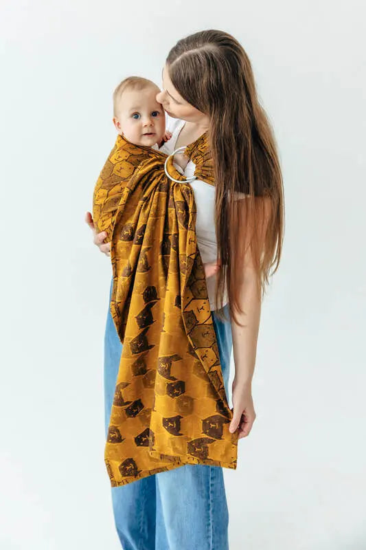 Ring Sling, Jacquard Weave (100% cotton), with gathered shoulder - CAPYBARAS - TRIBU - standard 1.8m - Woven Baby    ring_slings    #