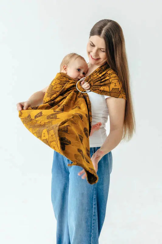 Ring Sling, Jacquard Weave (100% cotton), with gathered shoulder - CAPYBARAS - TRIBU - standard 1.8m - Woven Baby    ring_slings    #