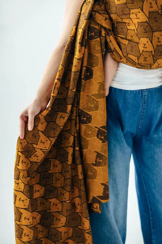 Baby Wrap, Jacquard Weave (100% cotton) - CAPYBARAS - TRIBU - Woven Baby XS - 4   long_woven_wraps    #