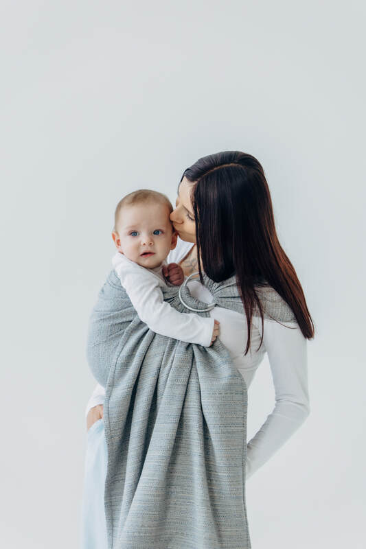 Ring Sling, Jacquard Weave (54% silk, 46% cotton), with gathered shoulder - LITTLE LOVE - MUNA - standard 1.8m - Woven Baby    ring_slings    #