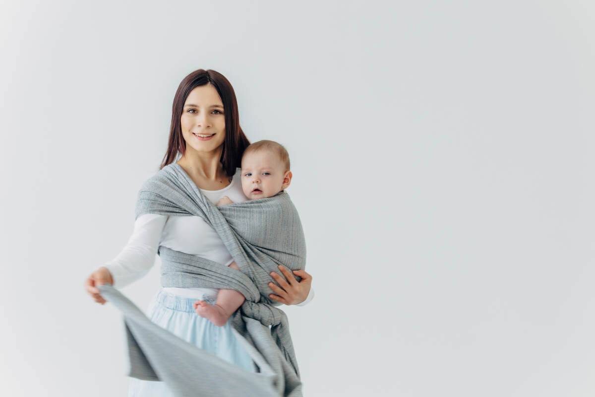 Baby Wrap, Jacquard Weave (54% silk, 46% cotton) - LITTLE LOVE - MUNA (grade B) - Woven Baby Size - L-Size - M   long_woven_wraps    #