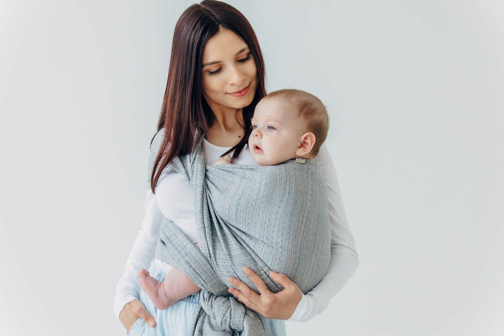 Baby Wrap, Jacquard Weave (54% silk, 46% cotton) - LITTLE LOVE - MUNA (grade B) - Woven Baby Size - L-Size - M   long_woven_wraps    #
