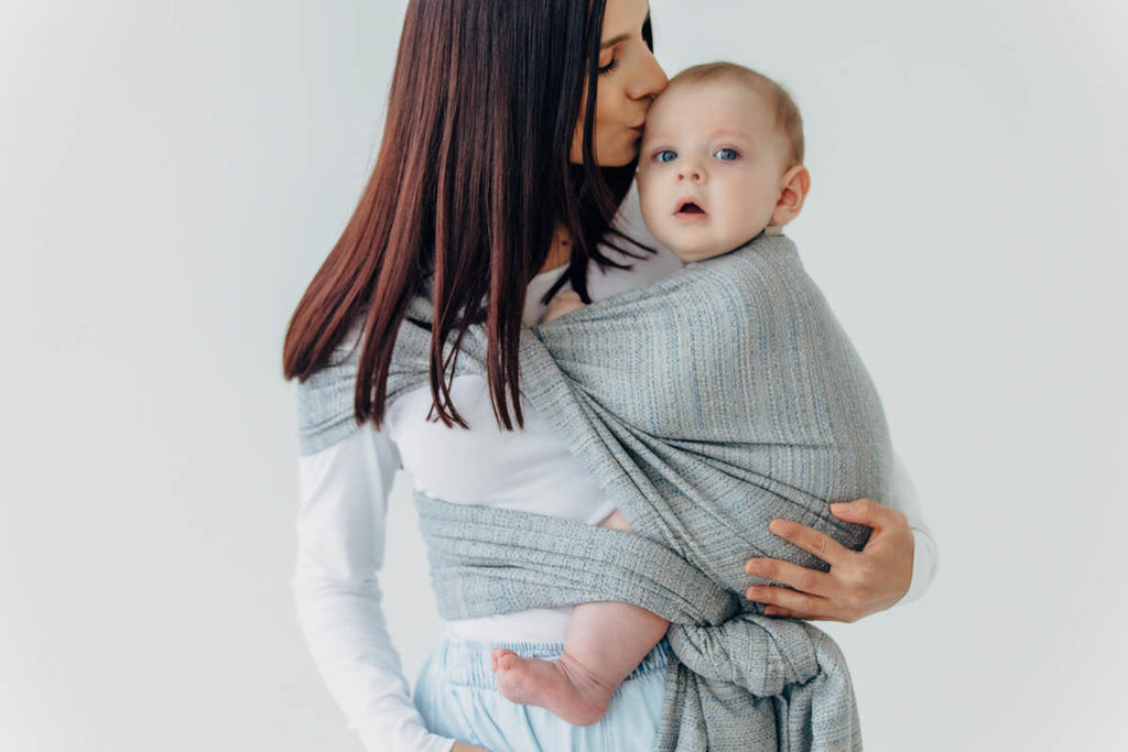 Baby Wrap, Jacquard Weave (54% silk, 46% cotton) - LITTLE LOVE - MUNA (grade B) - Woven Baby Size - L-Size - M   long_woven_wraps    #