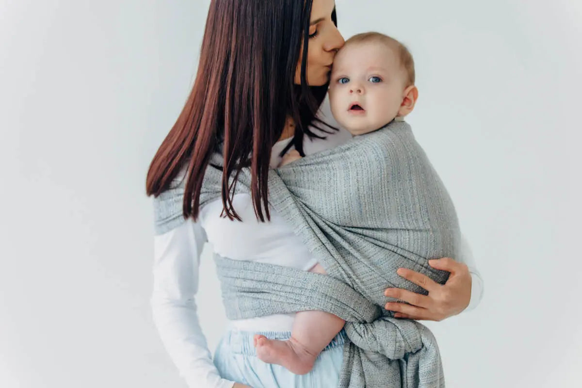 Baby Wrap, Jacquard Weave (54% silk, 46% cotton) - LITTLE LOVE - MUNA (grade B) - Woven Baby M - 6   long_woven_wraps    #