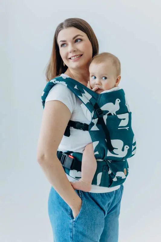 LennyLight Carrier, jacquard weave, 100% bamboo viscose - BIRDY - SKYWARD - Woven Baby Size - Standard   lenny_light    #